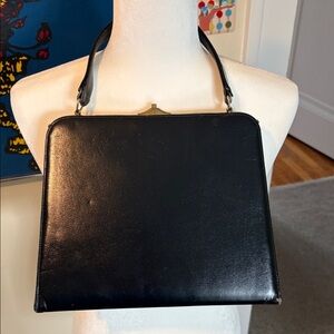 VINTAGE Black Leather Handbag